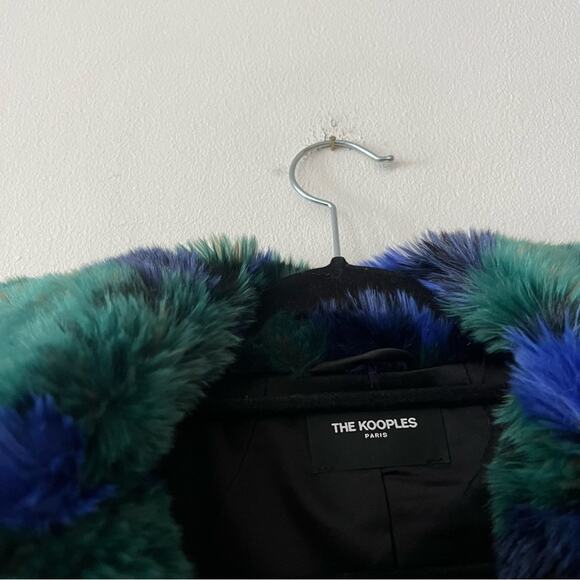 The Kooples Blue & Green Faux Fur Coat - Picture 6 of 9